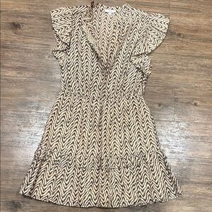 Joie Beige and Black Zigzag Dress